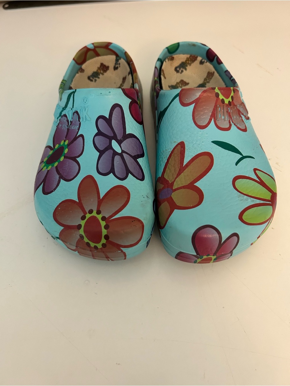 Birkenstock Turquoise Floral Slip-On Clogs